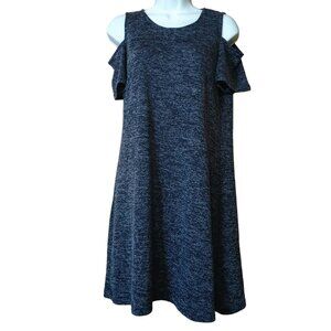 Bobbie Brooks Women's Small Gray Heather Cold Shoulder Short Sleeve Shift Dress